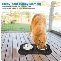 Antislip Double Dog Bowl with Silicone Mat Durable Stainless Steel Water Food Feeder Water Bottle Dog Water Bottle Pet Supplies