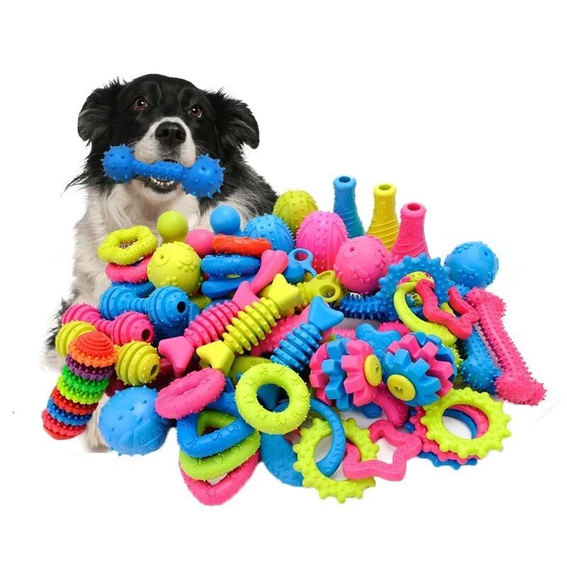 10PCS Randomly Puppy Pet Toys For Small Dogs Rubber Resistance To Bite Dog Toy Teeth Cleaning Chew Training Toys Pet Supplies