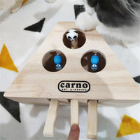 Cat Toy Chase Mouse Solid Wooden Interactive Maze Pet Hit Hamster With Three Five Holes Mouse Hole Catch Bite Catnip Funny Toy
