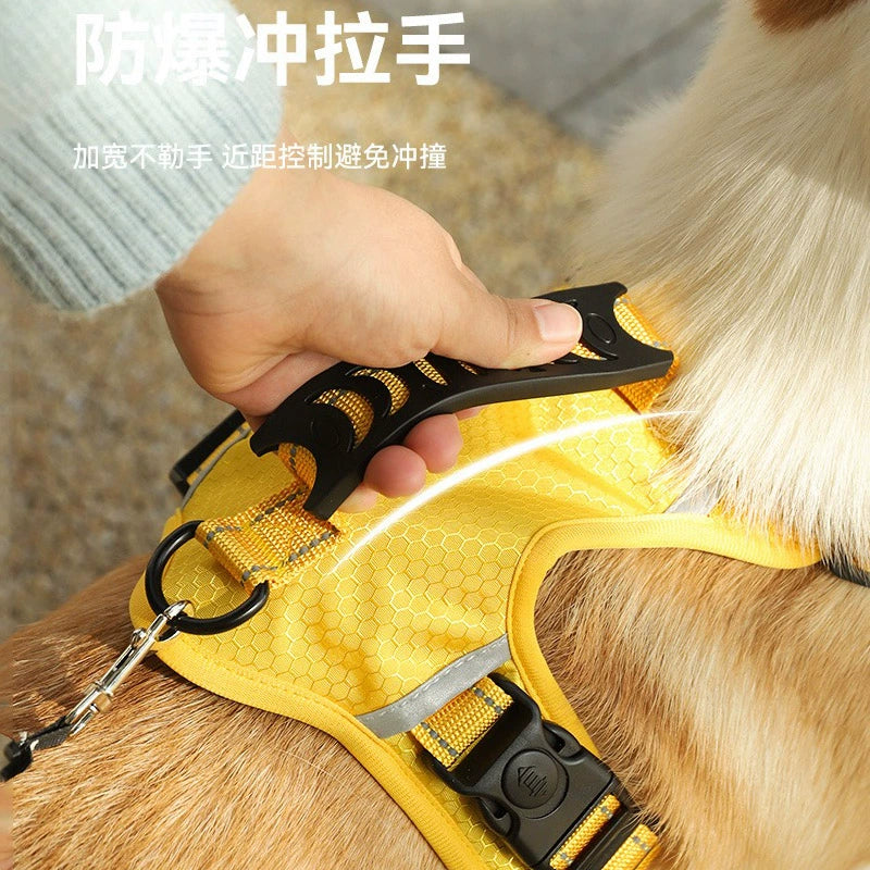 Pet Harness Dog Outing Walking Dog Corgi and Shiba Inu Hand Holding Rope Medium Large Dog Vest Style Explosion-Proof Collar