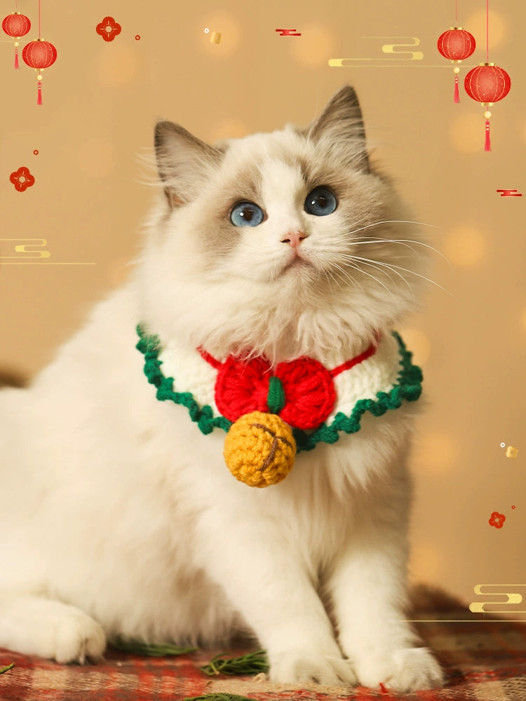 Cat Scarf New Year Saliva Towel Scarf Kitten Ornament Accessories Cat Puppet Decoration Bib Pet Cat Cat Collar