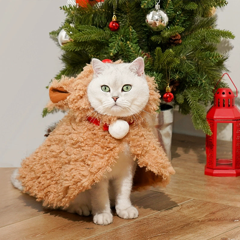 Zeze Velvet Elk Christmas Winter Warm Pet Clothes Cat Clothes Wear Trench coat Thickened Dog Autumn Poncho