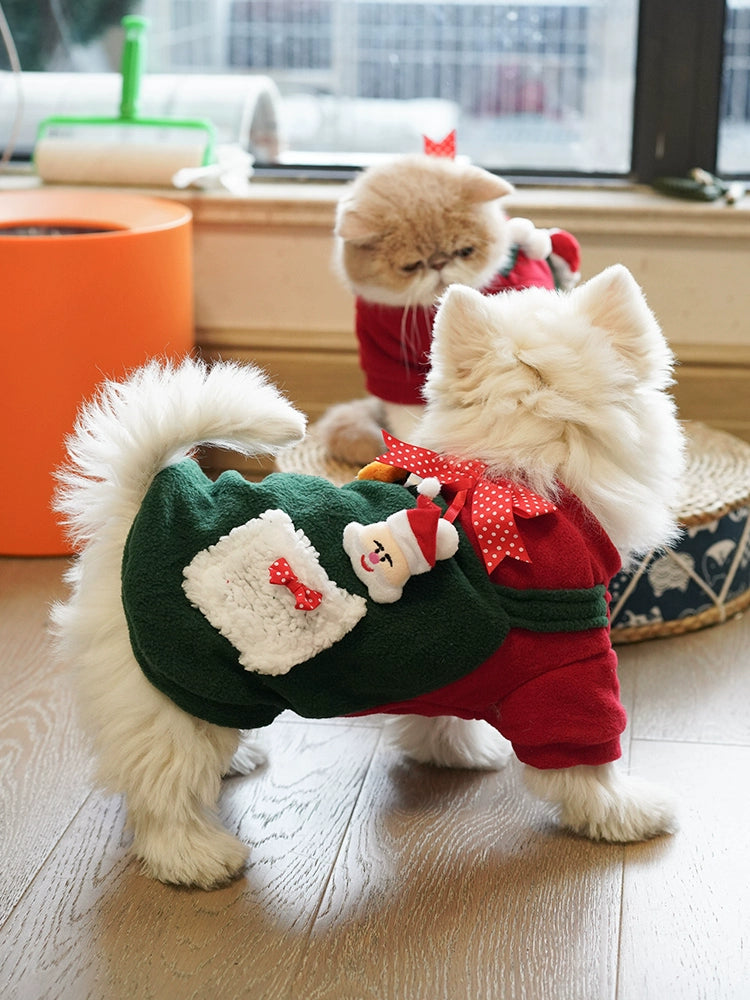 Dog Christmas Clothes Cute Winter Clothes Teddy Bichon Cat Clothes Thickened New New Internet Celebrity