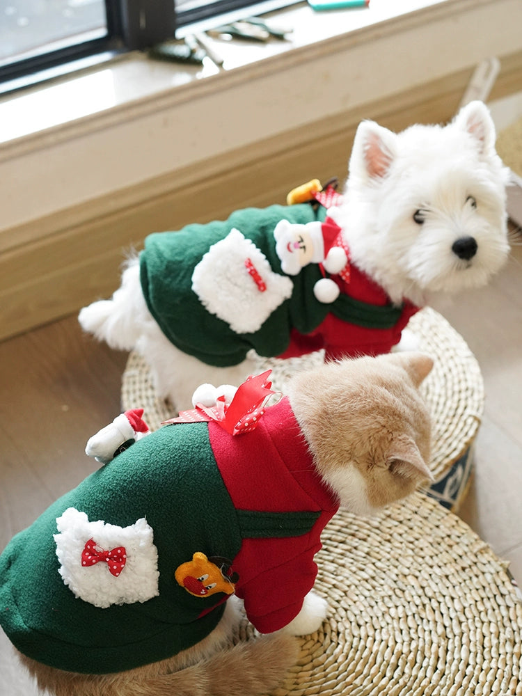 Dog Christmas Clothes Cute Winter Clothes Teddy Bichon Cat Clothes Thickened New New Internet Celebrity