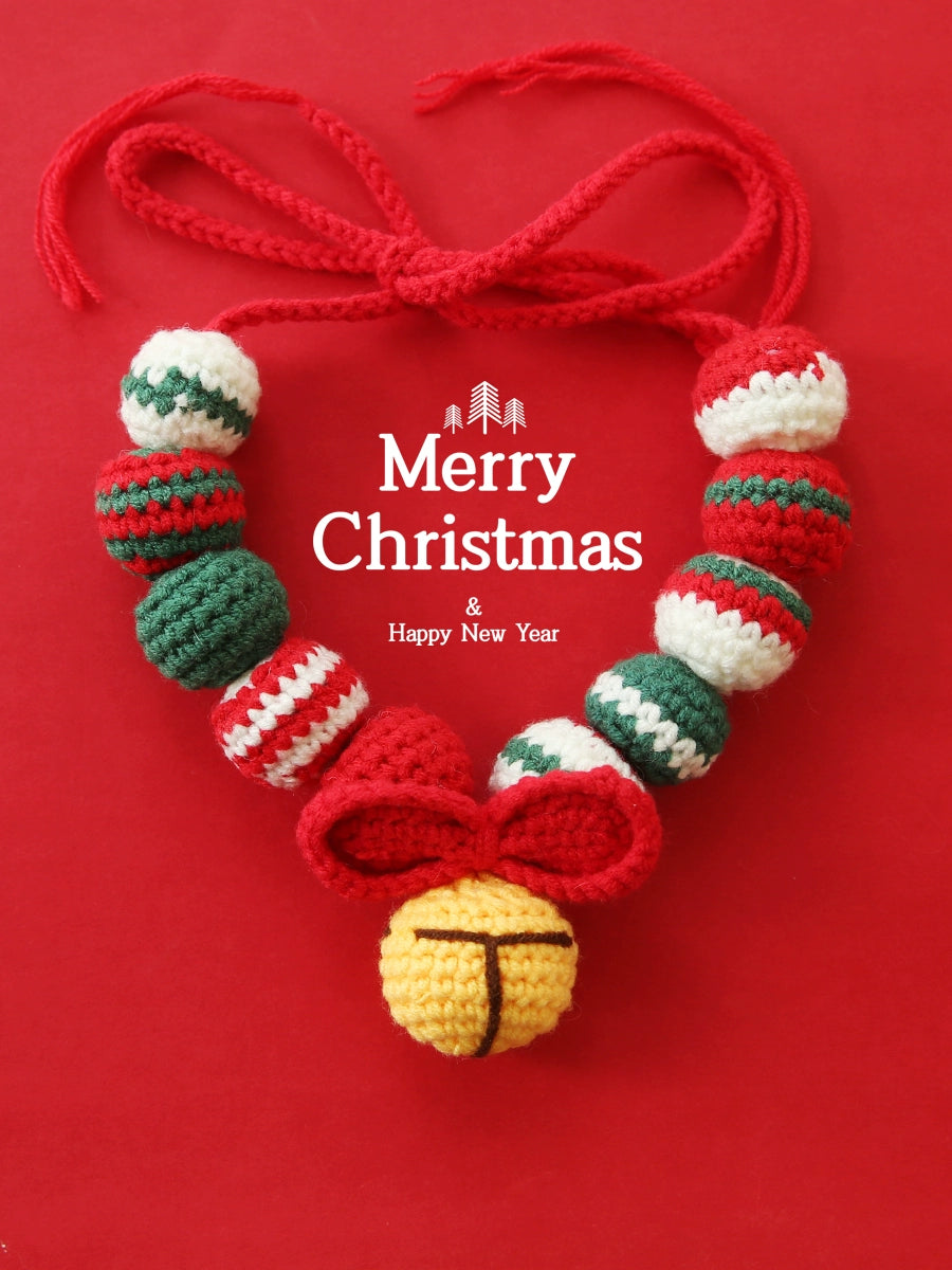 Crochet Wool Collar Bell Ornaments Scarf Pet