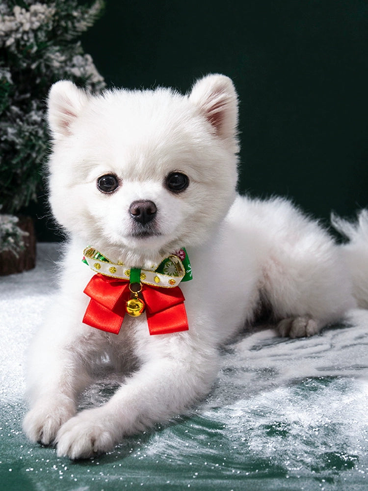 Cat Collar Christmas New Year Scarf Pet Dog Kitten Ragdoll Bell Bow Decorative Saliva Towel