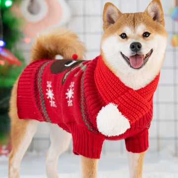Dog Clothes Autumn and Winter Sweater Shiba Inu Teddy/French Bulldog Winter Winter Wear Small and Medium-Sized Dogs Puppies Pets Casual Christmas