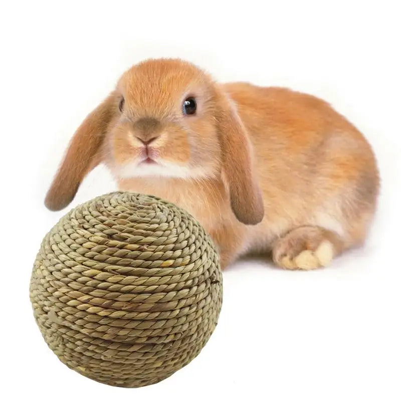 6cm Pet Chew Toy Natural Grass Ball For Rabbit Hamster Guinea Pig For Tooth Cleaning Supplies Small Pet Toys Rabbit Accessories