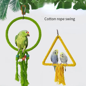 Pet Bird Toys Parrot Swing Rings Toy Colorful Cotton Rope Rings Bird Supplies Cotton Rope Toy Bird Cage Accessories Decor