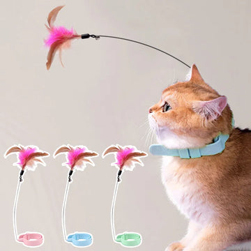 Interactive Cat Toys Cat Teaser Stick Collar Self-hi Game for Cats Stick Funny Pet Cat Toys Pet Accessories Juguwtes Para Gatos
