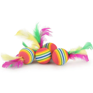 10PCS Rainbow Color Feather Ball Cat Toy Colorful Small Ball Pet Toys
