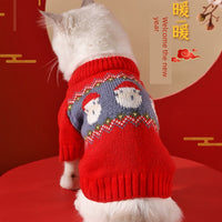 Cat Clothes Autumn Winter Warm Blue Cat Ragdoll Anti-Lint Kitten Pet Cat New Year Sweater Autumn