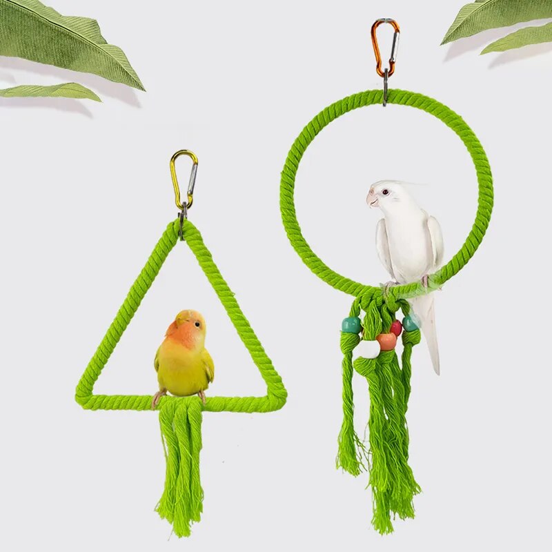 Pet Bird Toys Parrot Swing Rings Toy Colorful Cotton Rope Rings Bird Supplies Cotton Rope Toy Bird Cage Accessories Decor