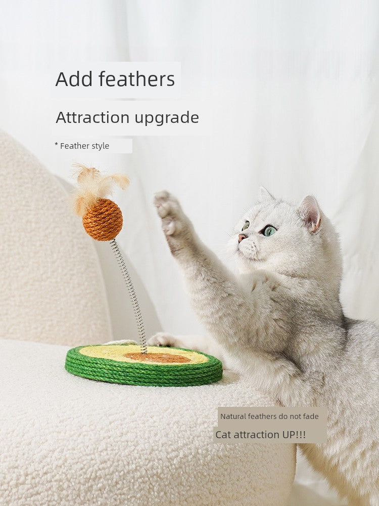 Cat Toy Cat Teaser Self-Help Relieving Stuffy Handy Gadget Polygonum Multiflorum Feather Spring Cat Toy Ball Full Sisal Tumbler