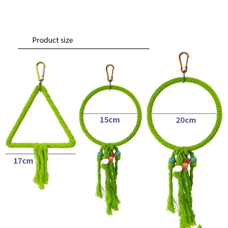 Pet Bird Toys Parrot Swing Rings Toy Colorful Cotton Rope Rings Bird Supplies Cotton Rope Toy Bird Cage Accessories Decor