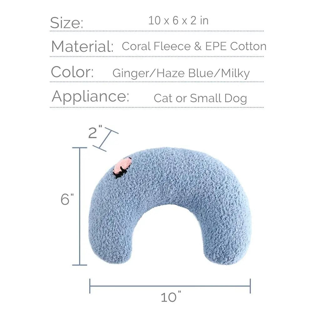 Pet Sleeping Pillow Ultra Soft Fluffy Dog Cat U-shaped Pillow Calming Toy Pet Supplies