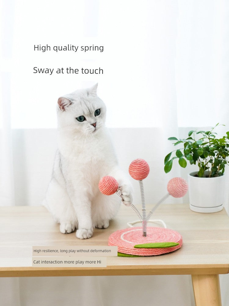 Cat Toy Cat Teaser Self-Help Relieving Stuffy Handy Gadget Polygonum Multiflorum Feather Spring Cat Toy Ball Full Sisal Tumbler