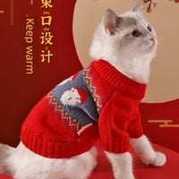 Cat Clothes Autumn Winter Warm Blue Cat Ragdoll Anti-Lint Kitten Pet Cat New Year Sweater Autumn