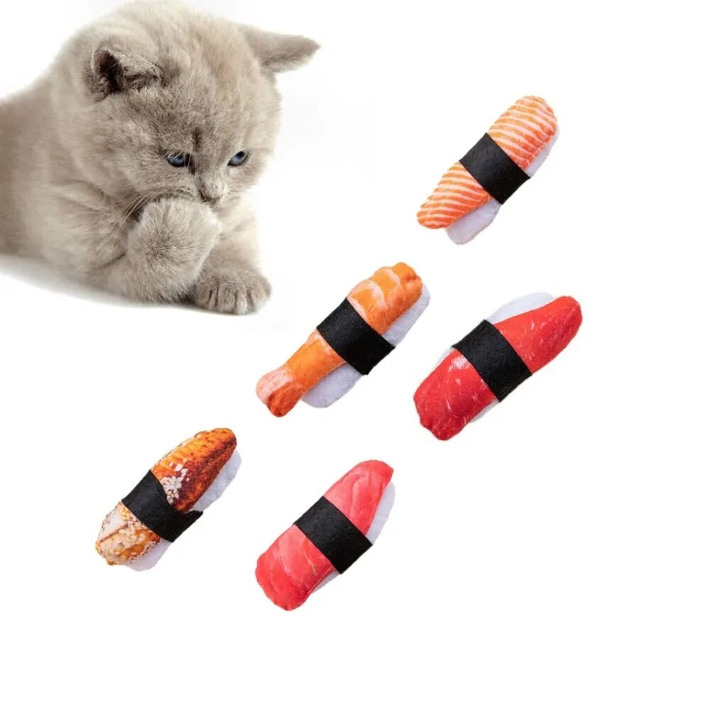 Simulation Catnip Toy Sushi Shape Cat Molar Toy Cute Kitten Interactive Toy for For Pet Teeth Grinding Relieve Boredom