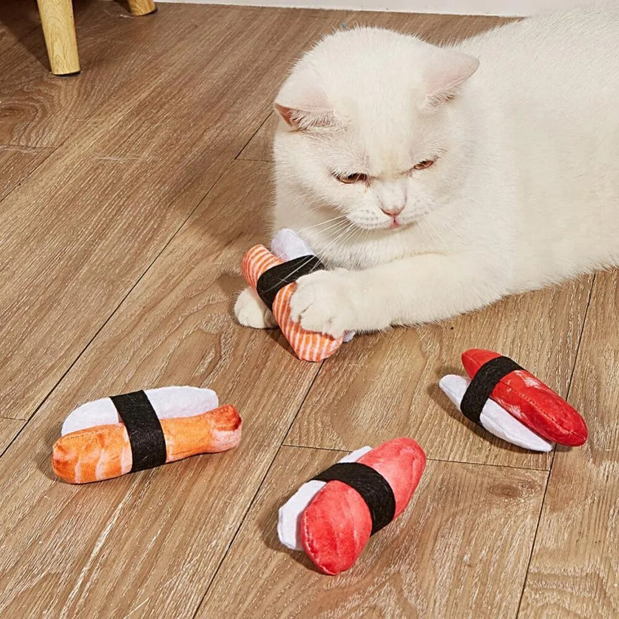 Simulation Catnip Toy Sushi Shape Cat Molar Toy Cute Kitten Interactive Toy for For Pet Teeth Grinding Relieve Boredom