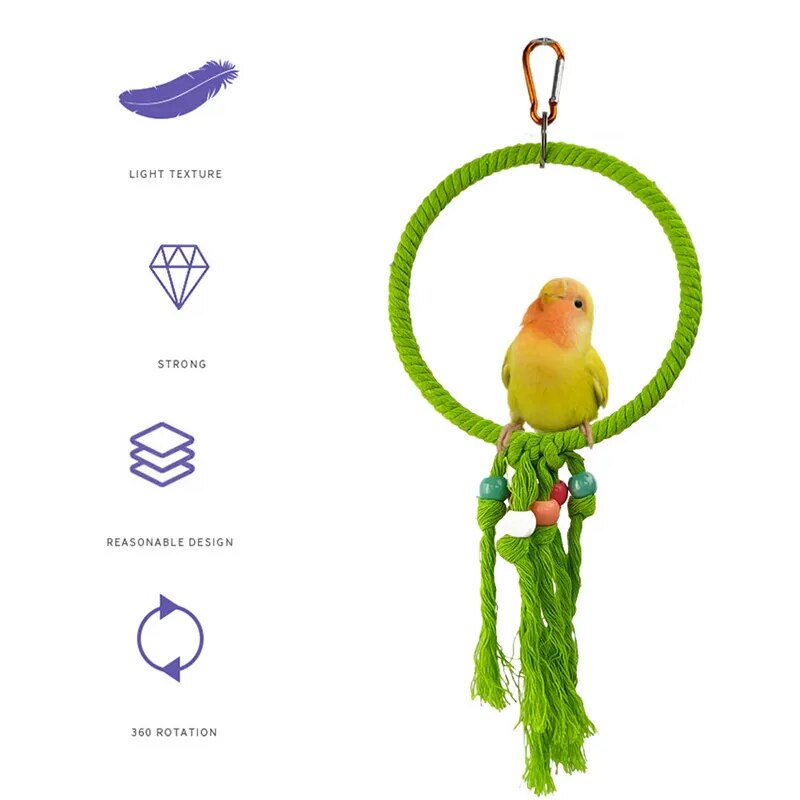 Pet Bird Toys Parrot Swing Rings Toy Colorful Cotton Rope Rings Bird Supplies Cotton Rope Toy Bird Cage Accessories Decor