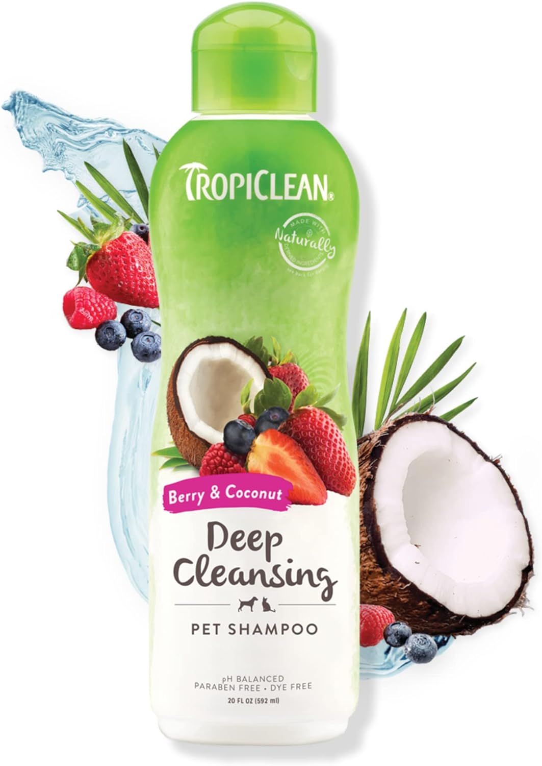 TropiClean 2-in-1 Papaya & Coconut Dog Shampoo and Conditioner | Natural Pet Shampoo Derived from Natural Ingredients | Cat Friendly | Made in the USA | 20 oz.